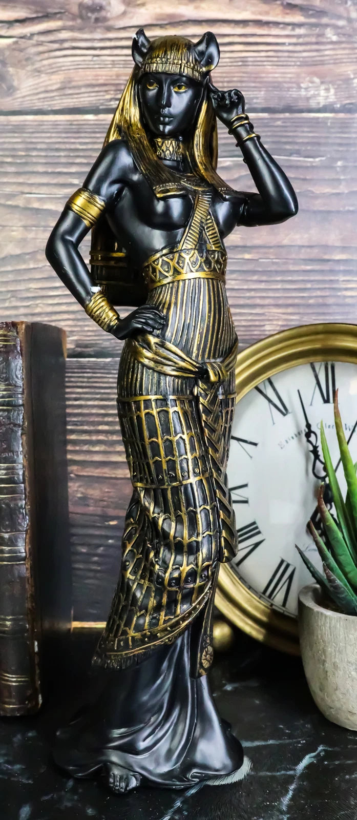 Gift Egyptian Goddess Bastet Cat in Sensual Human Form Figurine 10.75"H-1