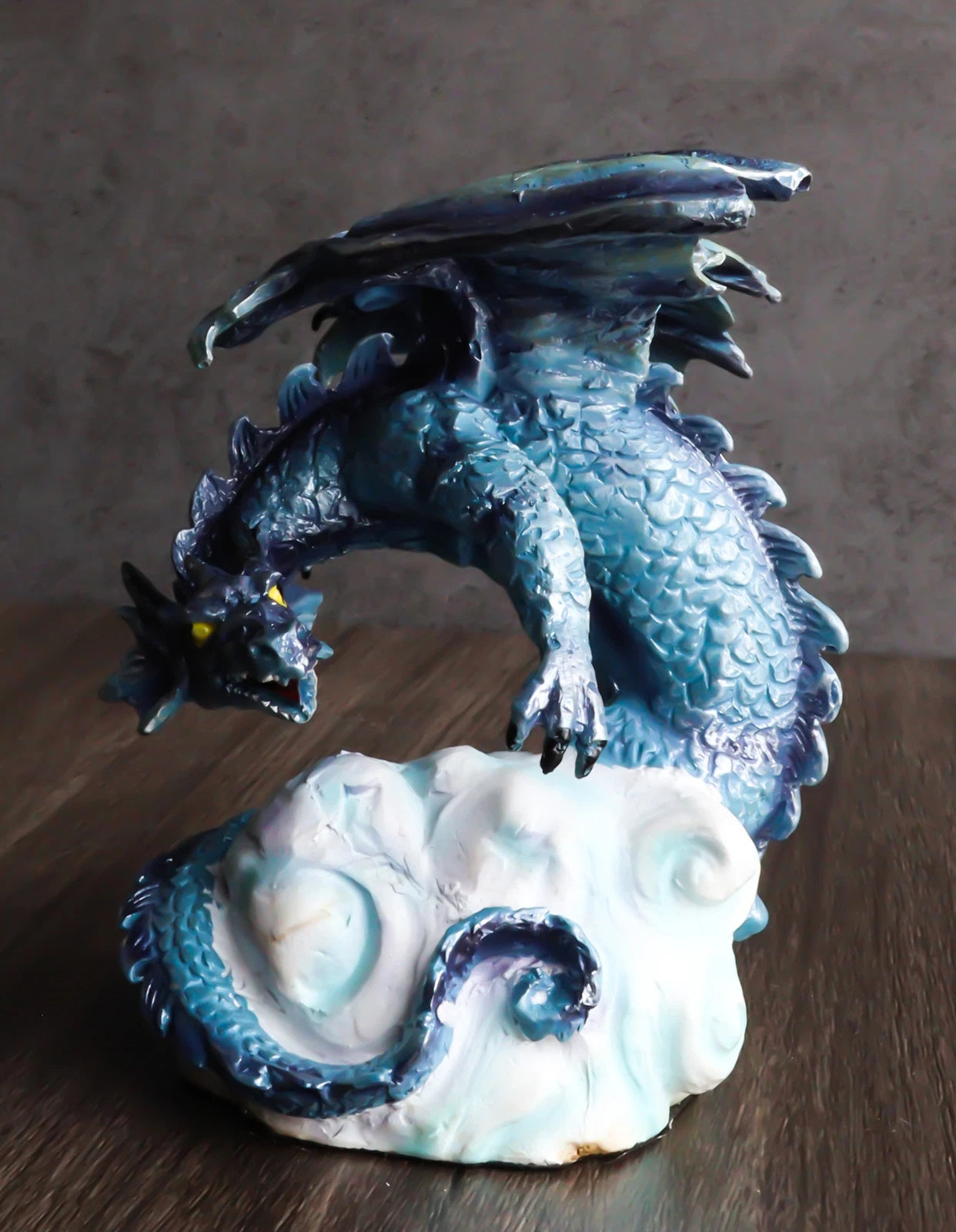 Blue Sky Wraith Storm Dragon On Giant Cloud Formation Decorative Small Figurine