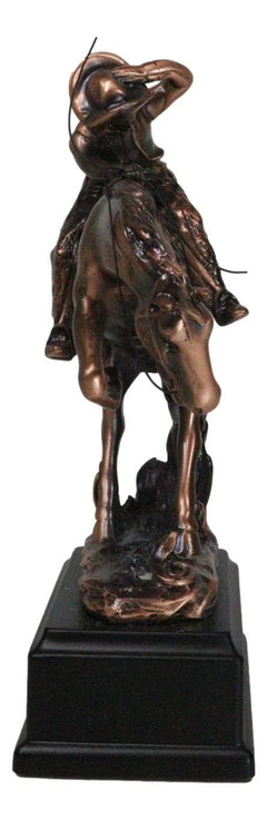Western Rodeo Wild Cowboy With Bucking Horse Bronze Electroplated Figurine-4