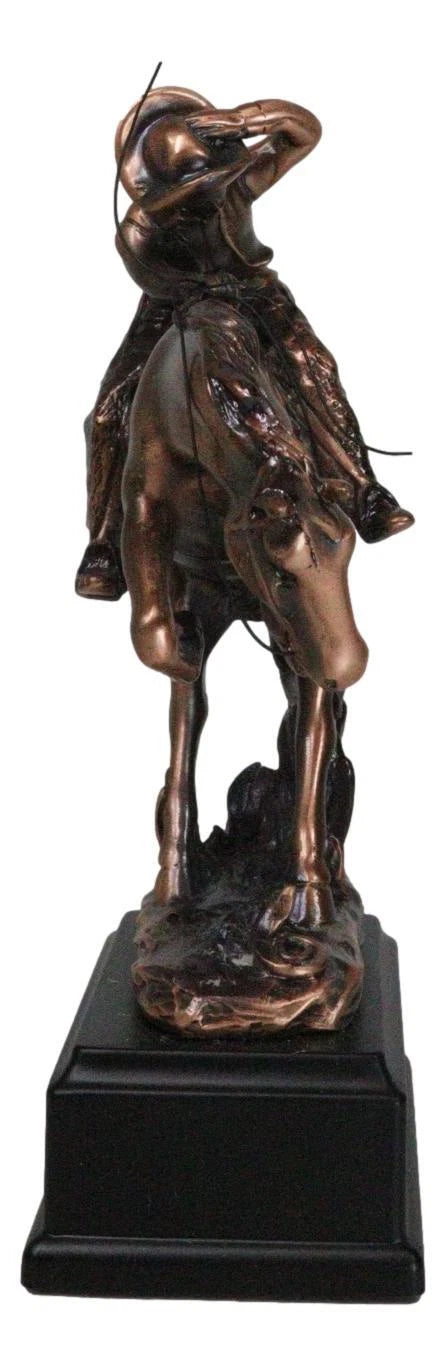 Western Rodeo Wild Cowboy With Bucking Horse Bronze Electroplated Figurine-4