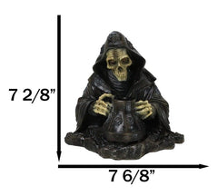 Grim Reaper Skeleton Wizard Chanting Spells Backflow Incense Cone Burner Statue-4