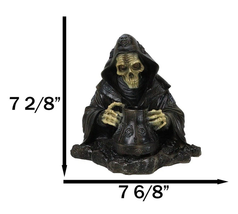Grim Reaper Skeleton Wizard Chanting Spells Backflow Incense Cone Burner Statue-4