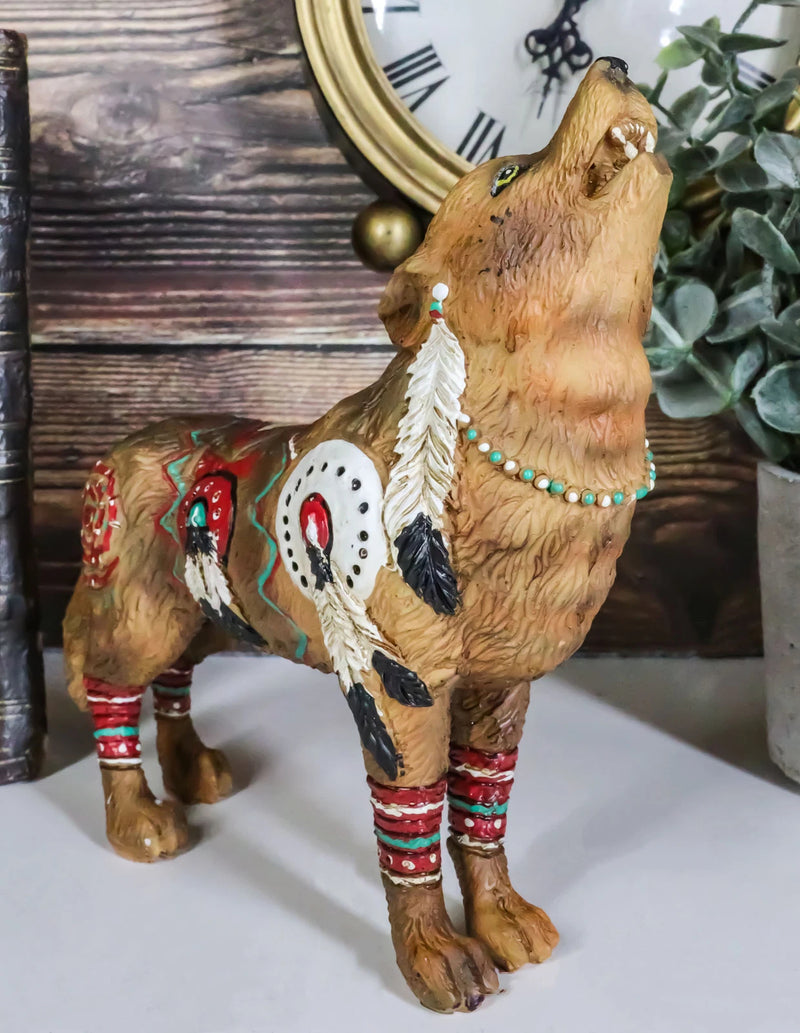Colección de figuras tótem de lobo aullador nativo de Warpath, 6,25" de largo-4