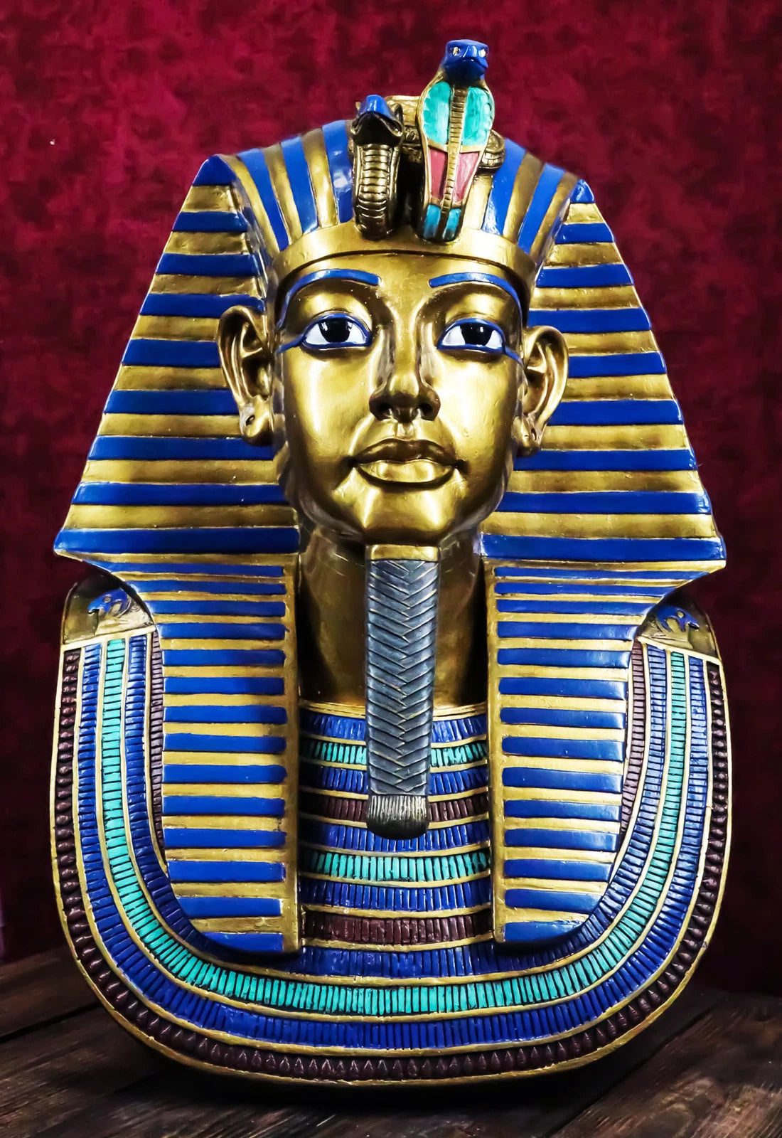 Large 18.75"H Ancient Egyptian King Tut Bust Statue Burial Mask Nemes Figurine-1
