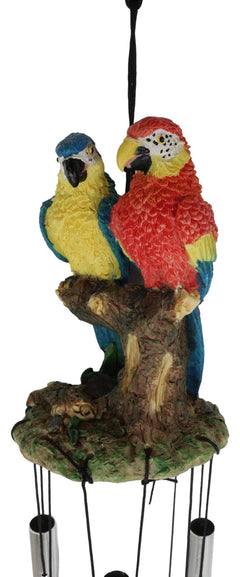 Red and Blue Scarlet Macaw Parrots Couple Resonant Relaxing Wind Chime Patio-6