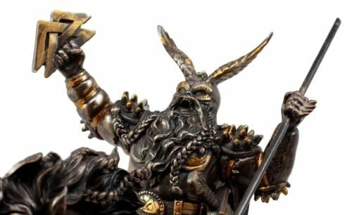 Norse Viking God Battle Cry Odin Riding On Sleipnir to Hel Figurine 9" L-3