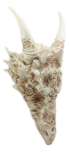 Large Gothic Tribal Stencil Art Horned Dragon Skull Wall Decor Or Statue-5