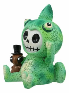 Furrybones Camo The Chameleon With Cricket Figurine 3"H Skeleton Furry Bones-3