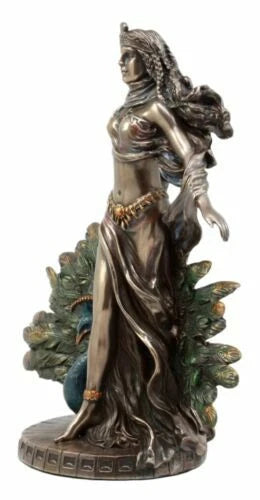 Gift Roman Juno Greek Goddess Hera with Sacred Peacock Statue-5