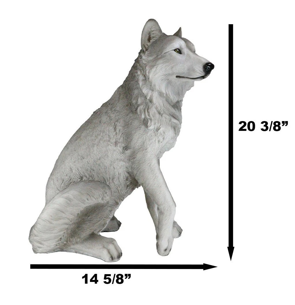 Estatua grande de lobo gris alfa sentado de Dakota Wildlife, 20,5" de alto-5