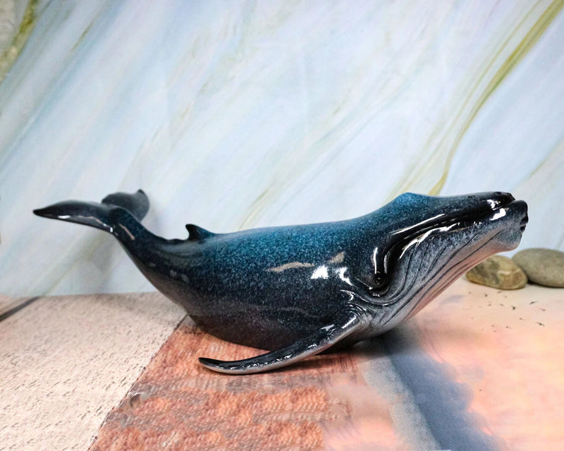 Large Nautical Ocean Marine Baleen Blue Humpback Whale Swimming Figurine 17"L-1