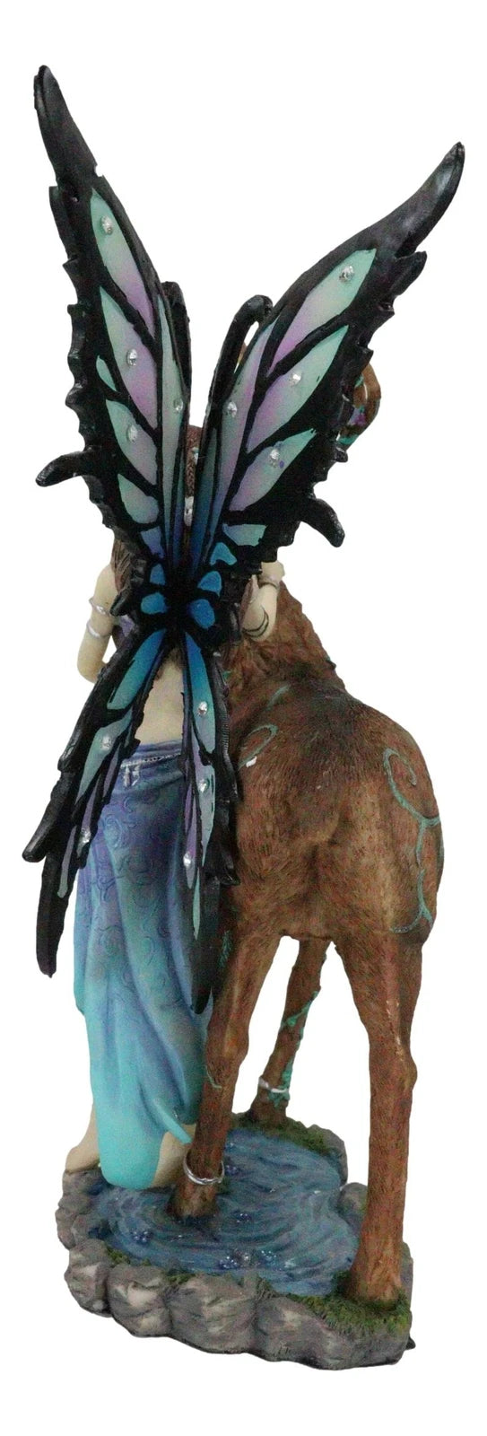 Butterfly Fairy With Stag Figurine Enchanted Forest Faerie Avalon & Emperor Deer-6