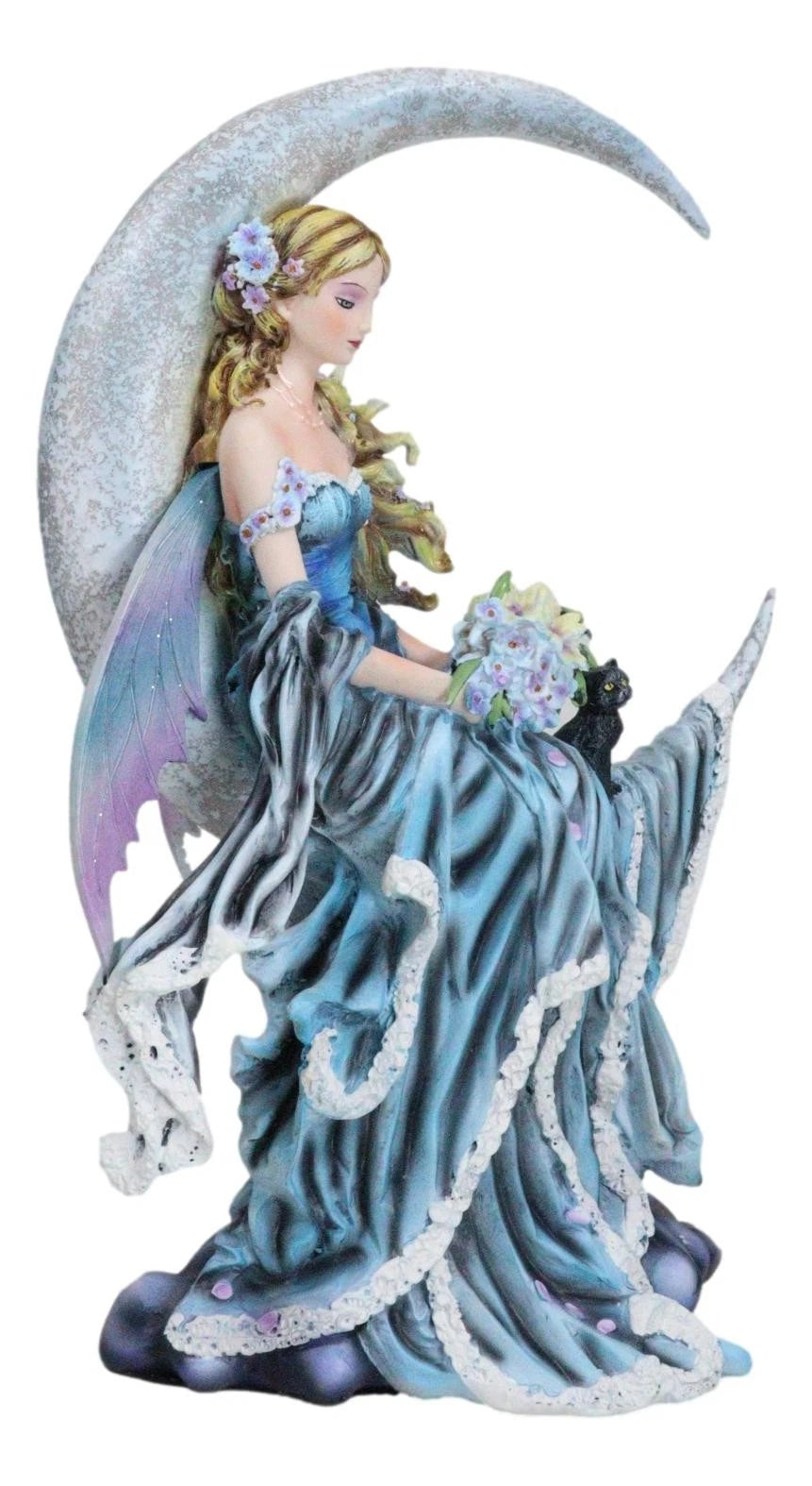 Large Celestial Moon Water Elemental Fairy Statue 11"H By Nene Thomas-4
