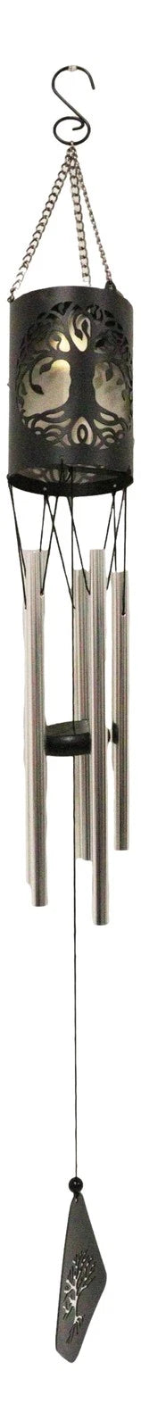 Celtic Tree Of Life Cylindrical Steel Metal Filigree Hanging Solar Wind Chime-6