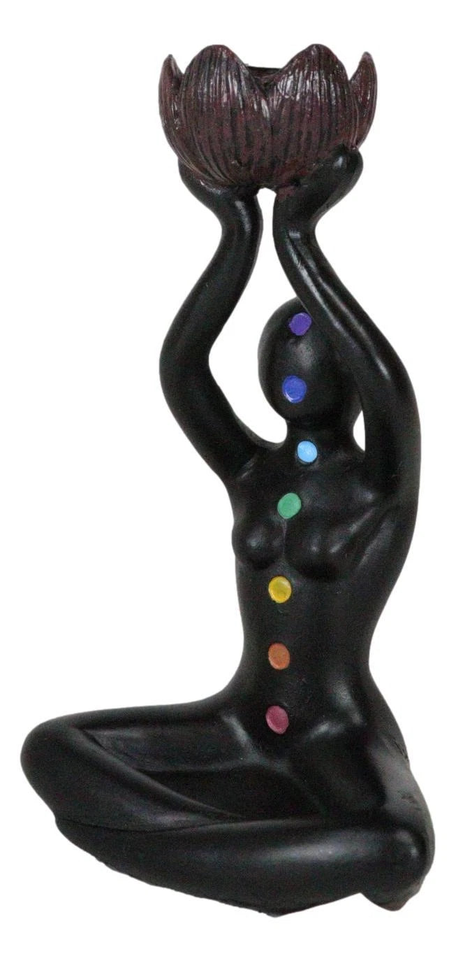 Black Yoga Meditation Avatar With 7 Chakra Zone Colors Backflow Incense Burner-4