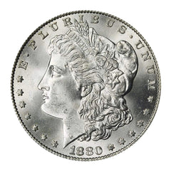 1880 P Morgan Silver Dollar $1 Brilliant Uncirculated BU 90% Silver-2