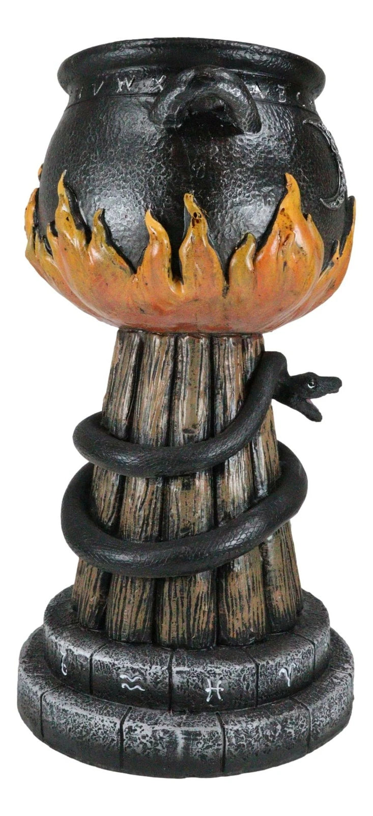 Wicca Triple Moon Witch Cauldron With Snake And Sacred Geometry Candle Holder-6