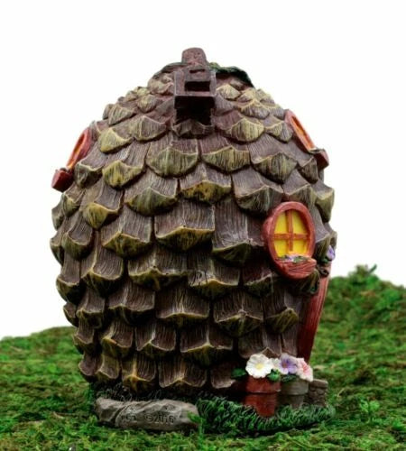 Enchanted Fairy Garden Miniature Halloween Cozy Pinecone Cottage House Figurine-3