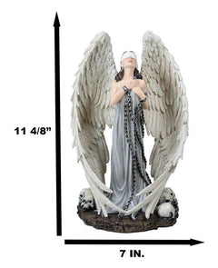 Captive Spirits Blindfolded Standing Angel Tied In Chains By Skulls Figurine-7