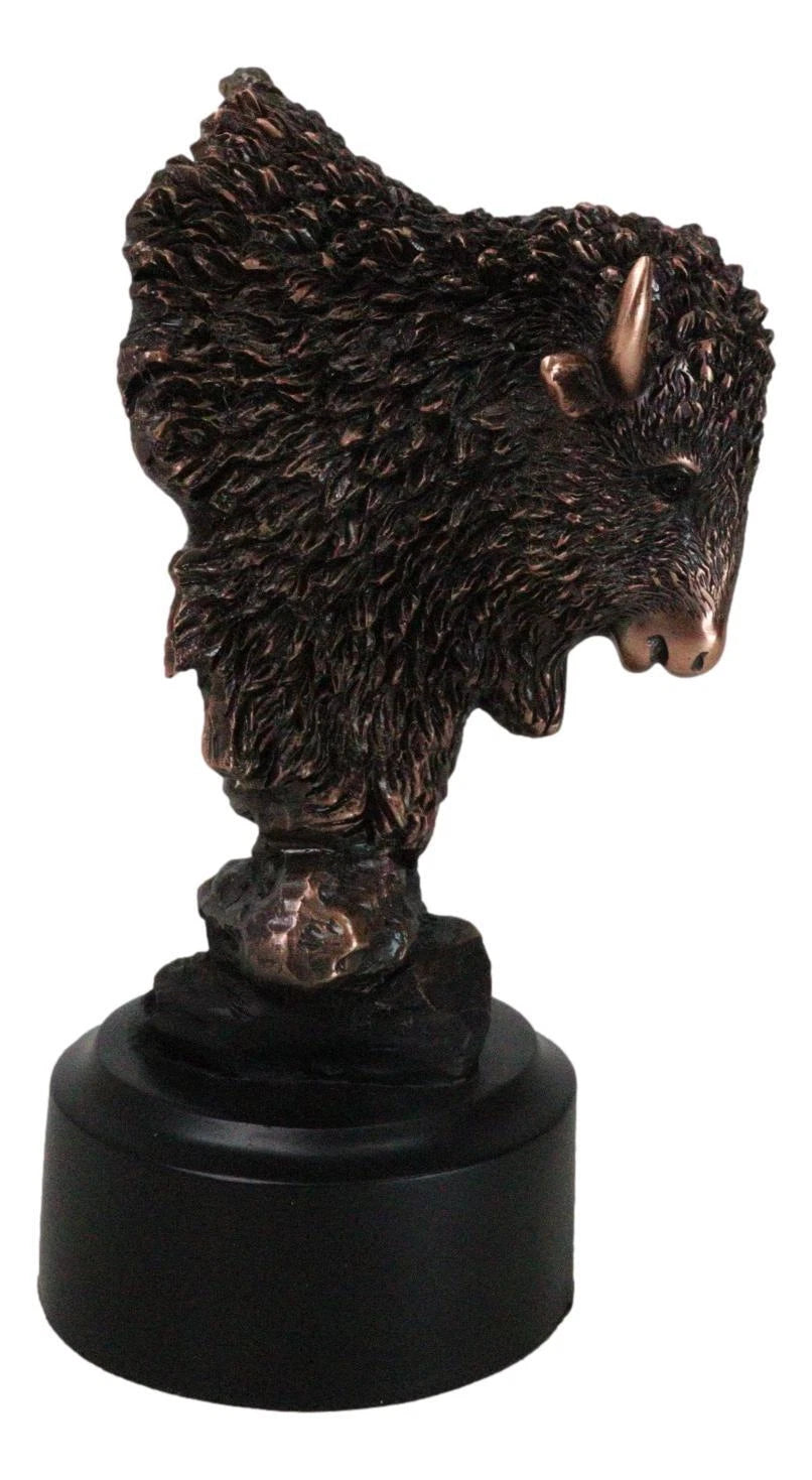 Estatua rústica de bisonte americano del suroeste con acabado en bronce galvanizado-6