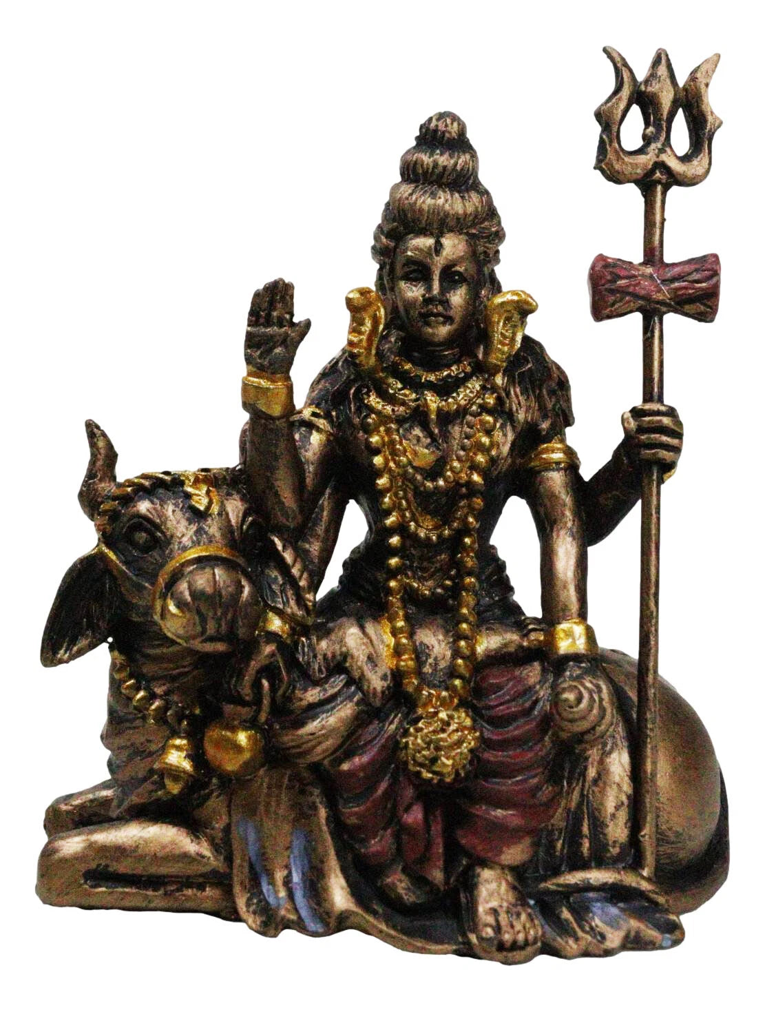 Vastu Hindu God Lord Shiva Mahadeva Sitting On Nandi Bull Miniature Statue-9