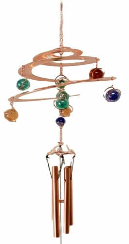 Gift Spiral Galaxy Copper Metal Wind Chime With Colorful Marbles-4