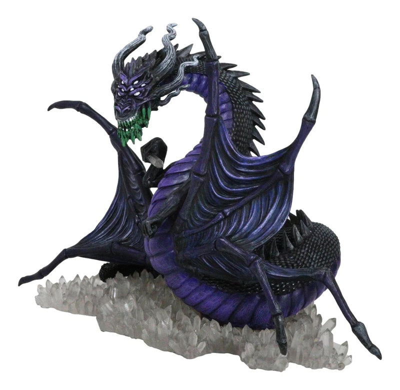 Earth Elemental Purple Moonlight Spider Arachnafaria Dragon On Crystals Statue-2