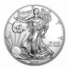 Moneda American Silver Eagle brillante sin circular de $1 de 2020-2