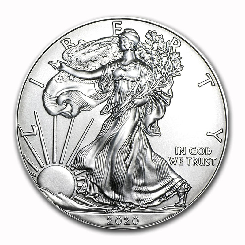 Moneda American Silver Eagle brillante sin circular de $1 de 2020-2