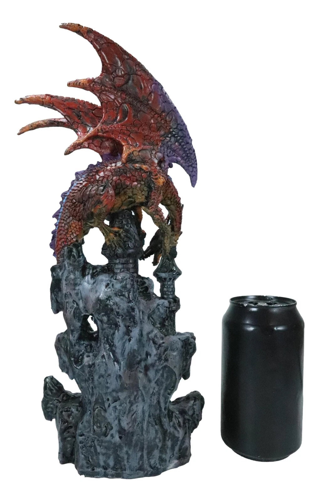 Guardian Dragon Protecting Castle with Precious Stone Collectible Figurine 12"H-5