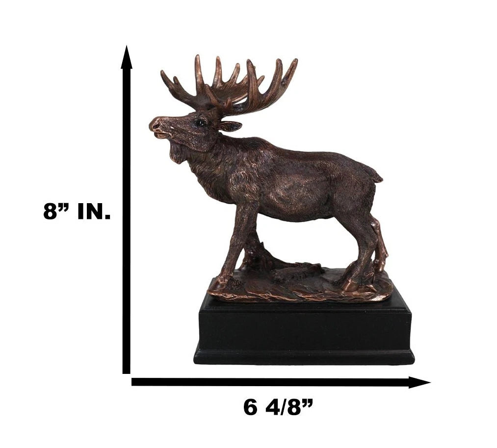 The Emperor Wild Elk Bull Moose Statue Bronze Electroplated Figurine With Base-7
