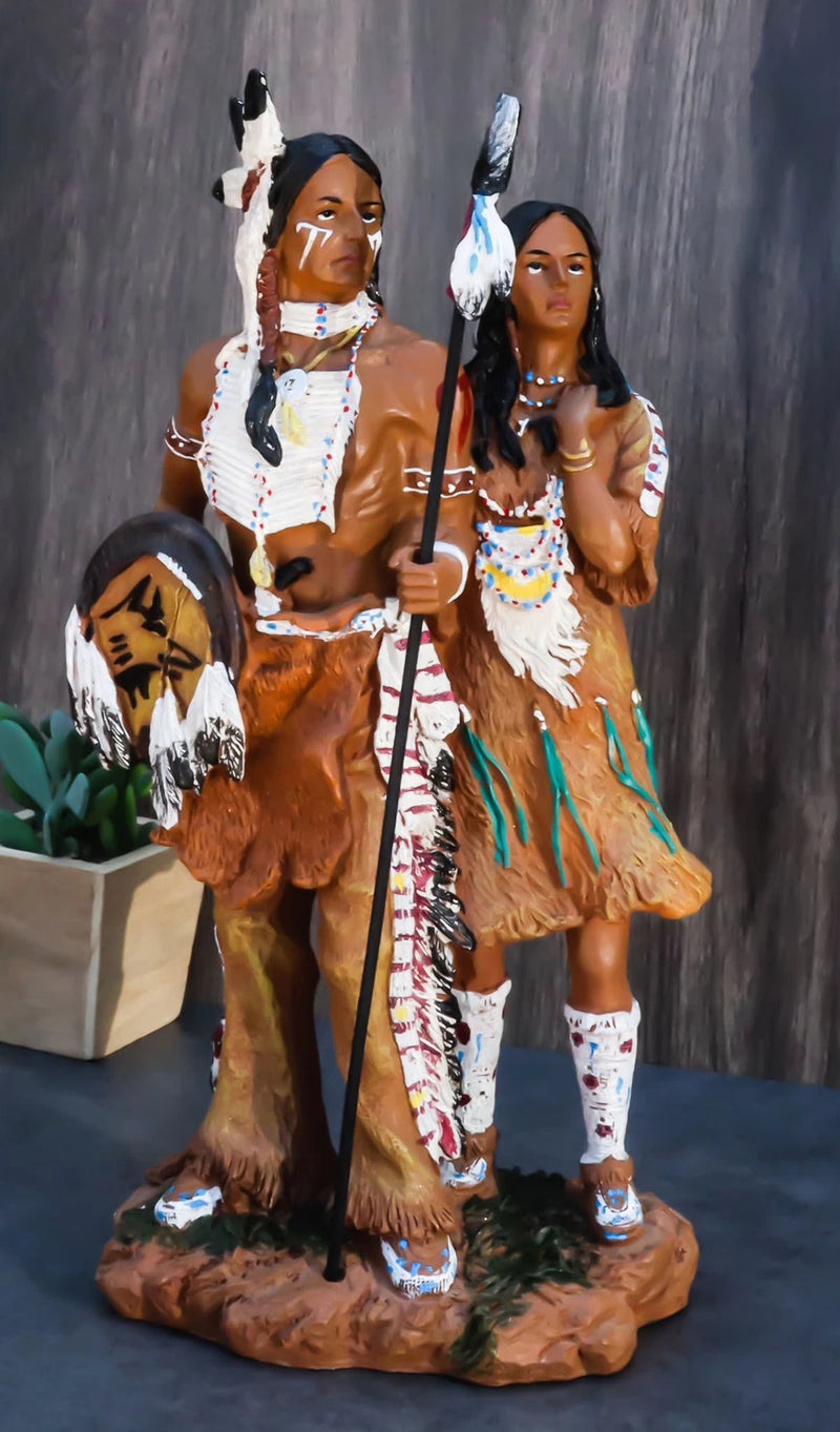 Figura familiar de marido y mujer, pareja de guerreros águila pintada a mano, 12,5" de alto-1