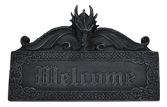 Celtic Medieval Gothic Guardian Dragon Welcome Plaque Door Wall Sculpture-4