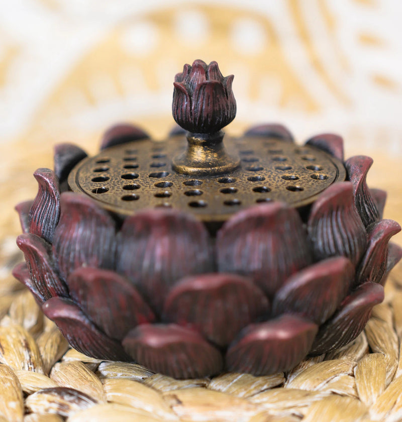 Meditation Of Buddha Lotus Flower Multiple Incense Stick Holder Figurine-6