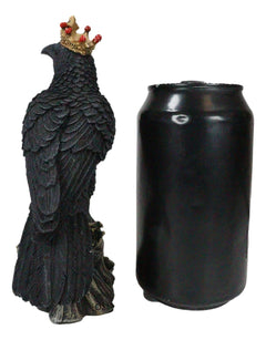 Macabre Gothic Royal Crowned Raven King Perching On Tree Stump Figurine 6.5"H-4
