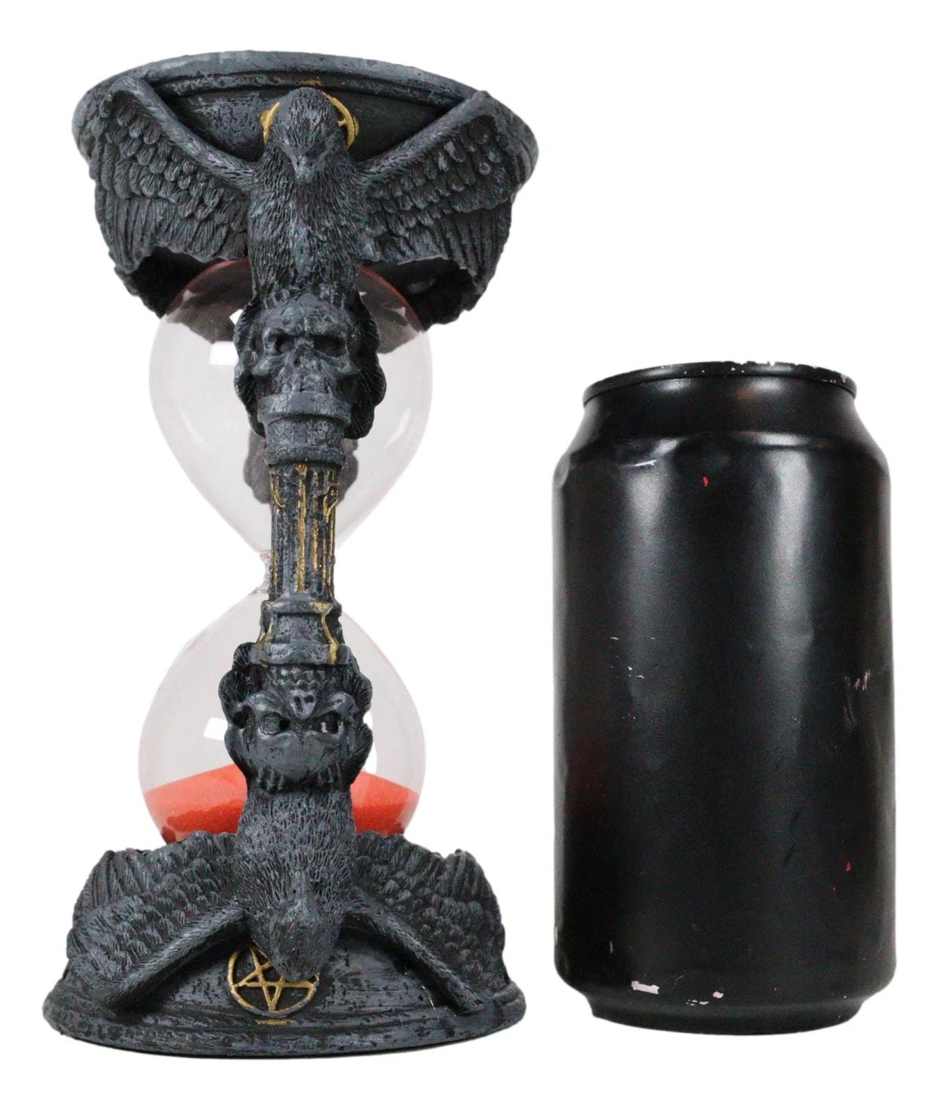 Gothic Alchemy Pentagram Circle Raven Crows Skull Pillars Sand Timer Sandtimer-3