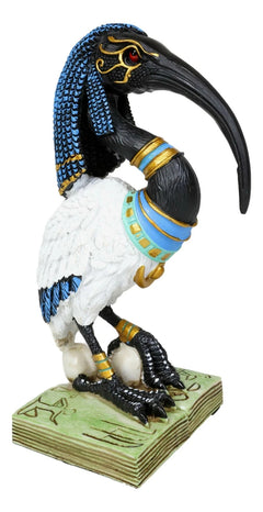 Egyptian God Ibis Headed Thoth White Flamingo Standing On Skull And Book Statue-2