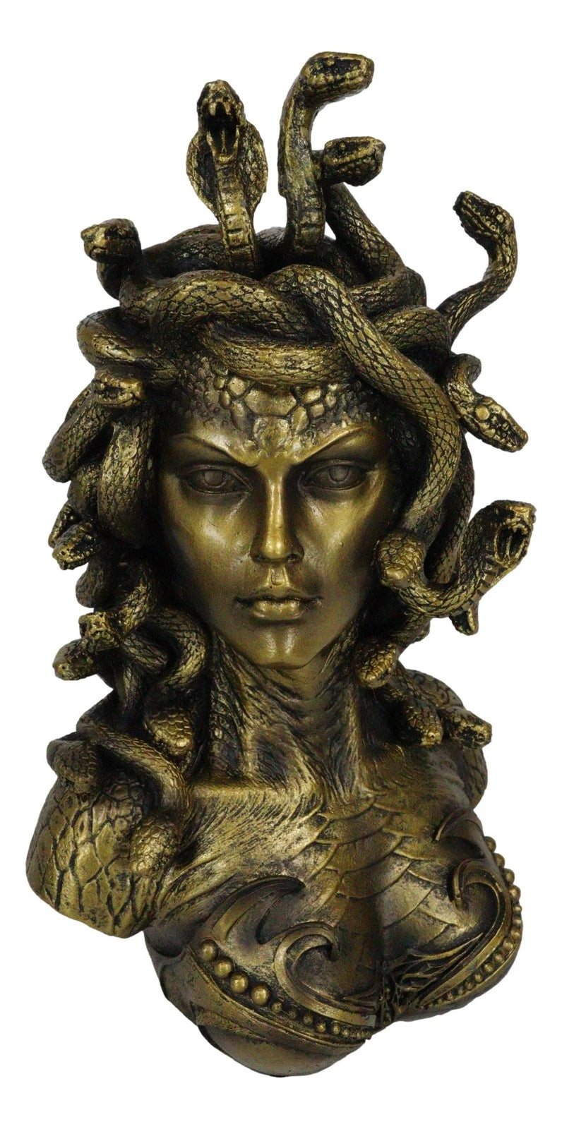 Greek Mythology Gorgon Sisters Goddess Medusa With Wild Snakes Hair Bust Statue-4