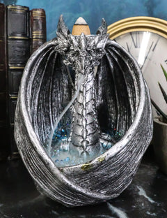 Ancient Wise Dragon Flame Protecting Rune Crystals Backflow Cone Incense Burner-2