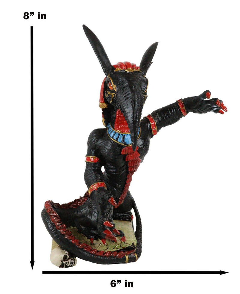 Egyptian God Of War Chaos Desert Seth On Hieroglyphic Base With Skulls Statue-5