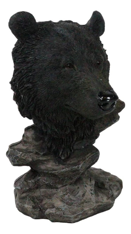 Busto de oso negro de bosque rústico occidental con soporte de estepas rocosas-6