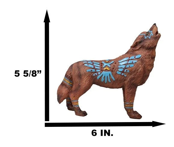 Eagle Vision Native Tribal Howling Wolf Totem Spirit Figurine Collection 6.25"L-6
