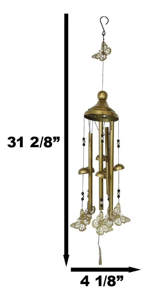 Beautiful Cottage Garden Carved Butterfly Canopy Metal Wind Chime Hanging Mobile-5