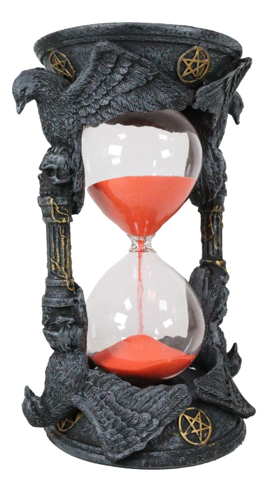 Gothic Alchemy Pentagram Circle Raven Crows Skull Pillars Sand Timer Sandtimer-6