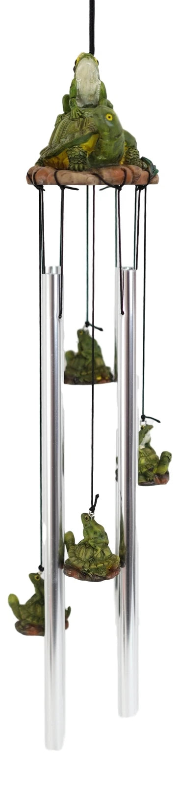 Tortoise Piggybacking Green Frog With Snail Garden Patio Wind Chime Decor-7