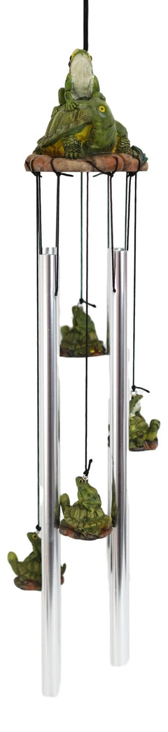 Tortoise Piggybacking Green Frog With Snail Garden Patio Wind Chime Decor-7