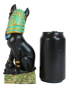 Egyptian Goddess Sitting Cat Bastet Mother With Kittens Statue in Vivid Colors-4