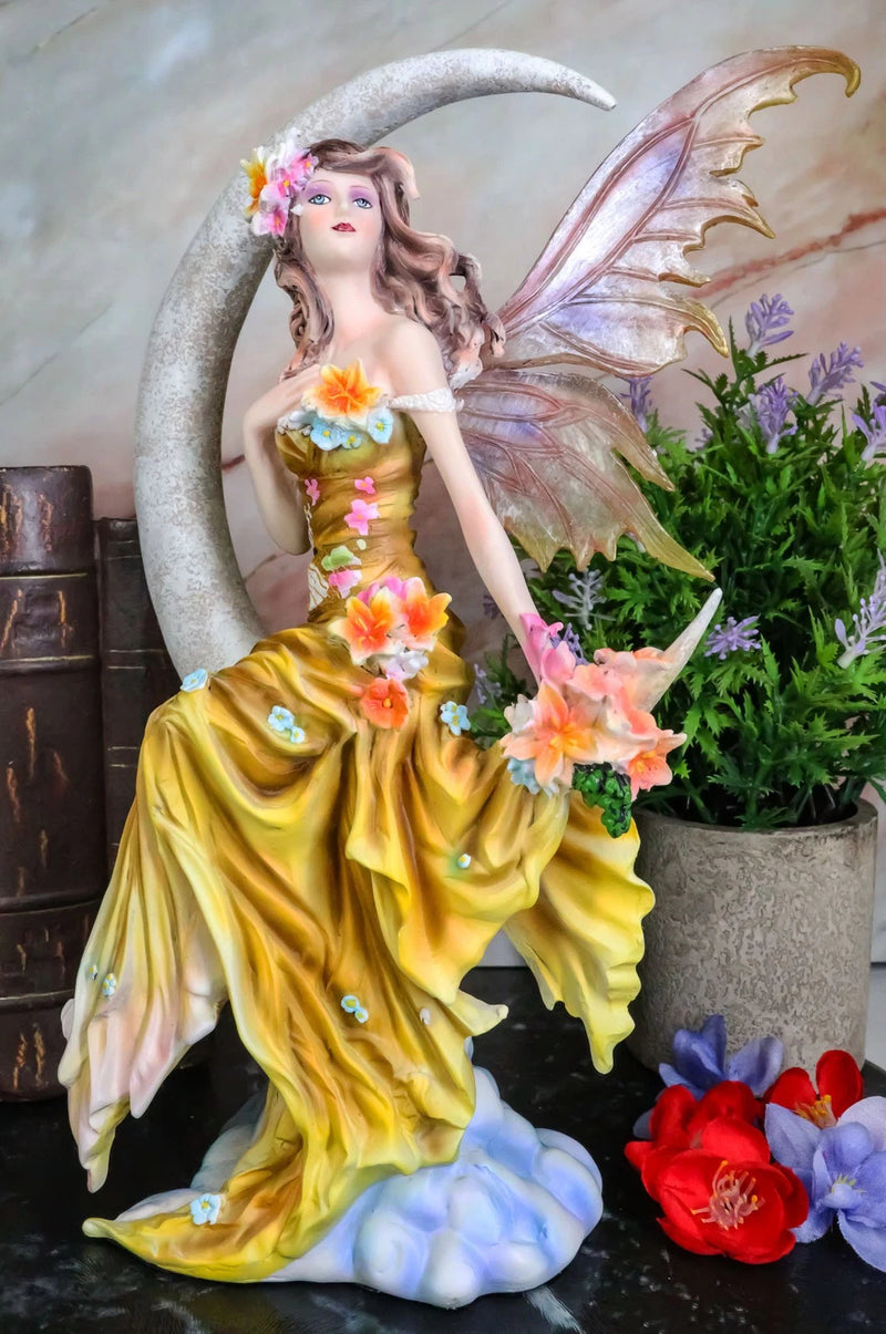 Nene Thomas Art Celestial Crescent Moon Earth Elemental Floral Fairy Statue 11"H-5