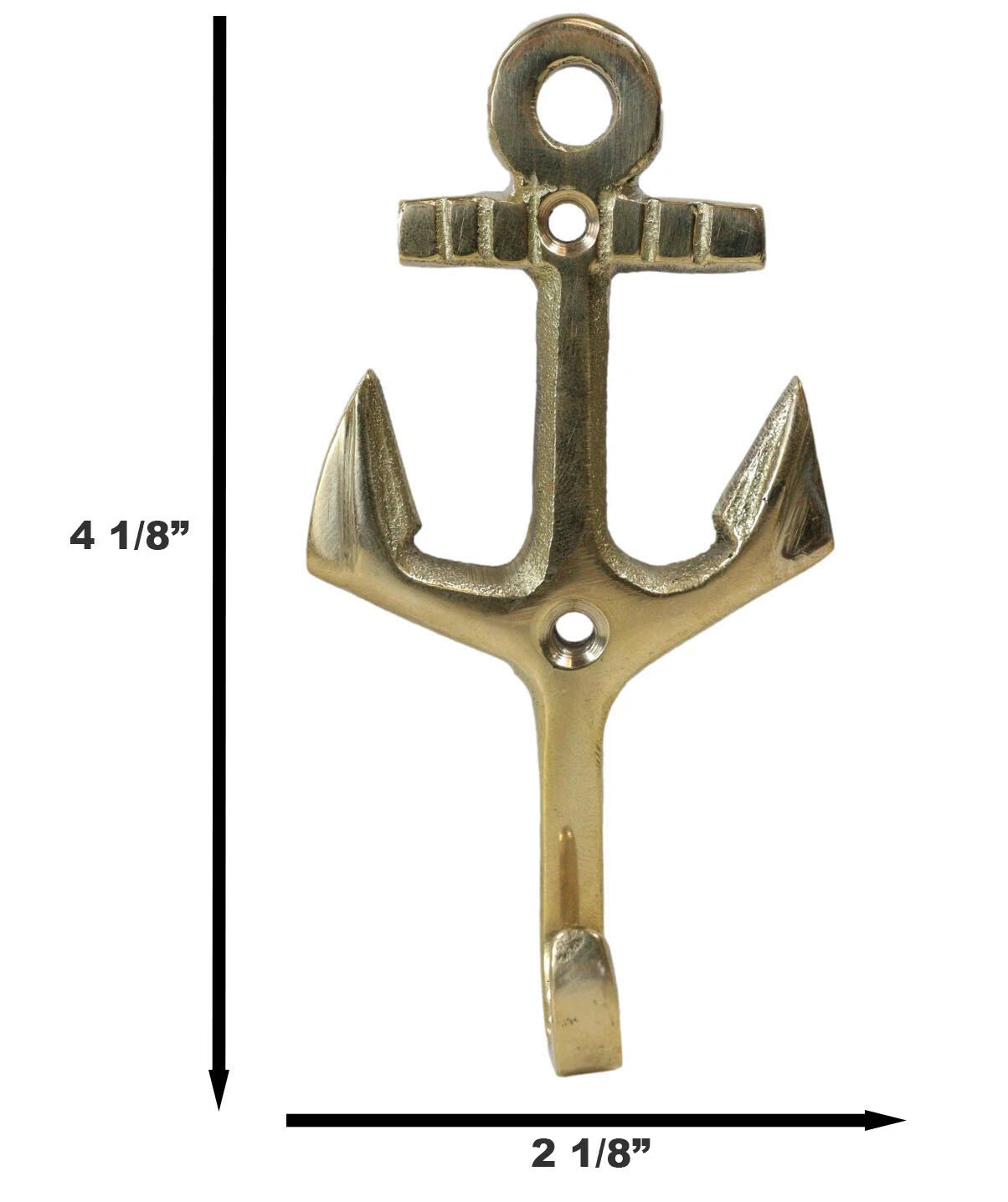 Set of 2 Brass Vintage Maritime Sailor Nautical Ocean Sea Ship Anchor Wall Hooks-3