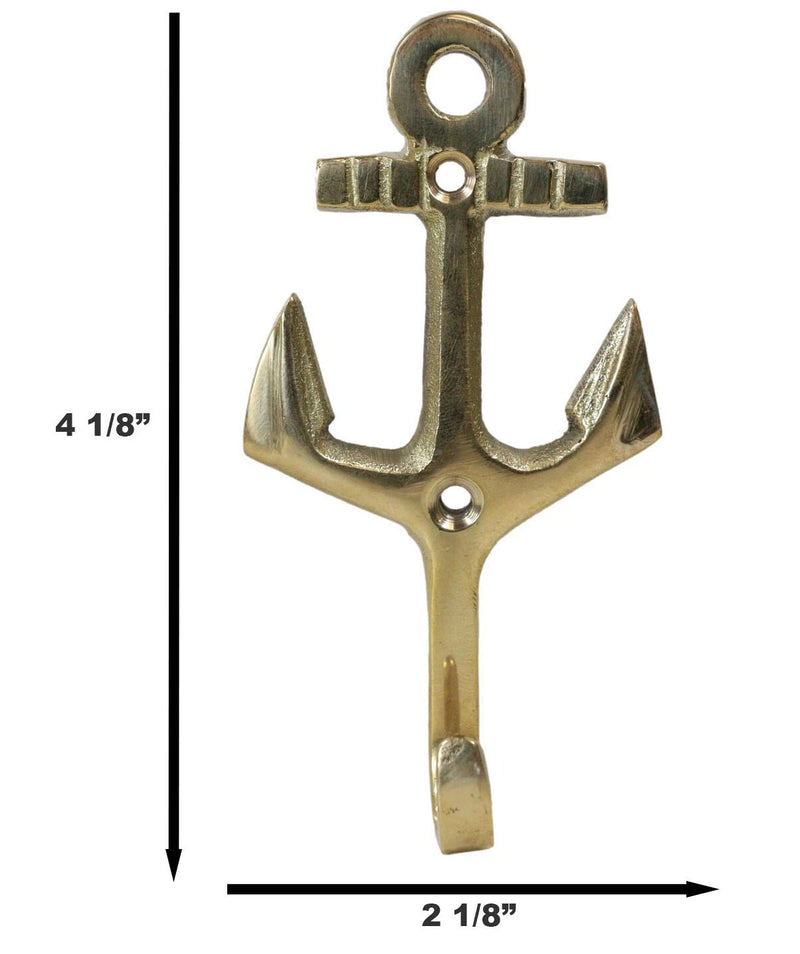 Set of 2 Brass Vintage Maritime Sailor Nautical Ocean Sea Ship Anchor Wall Hooks-3